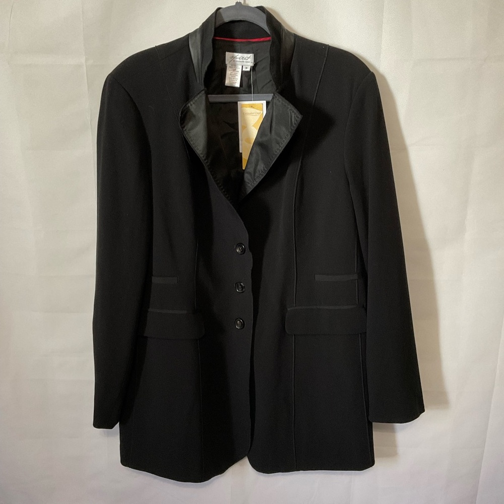 Spirit by Coldwater Creek black riding jacket with leather detail NWT size 16
